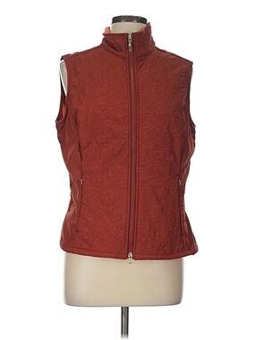 Lucy Quilted Sleeveless Zip Vest in Rust